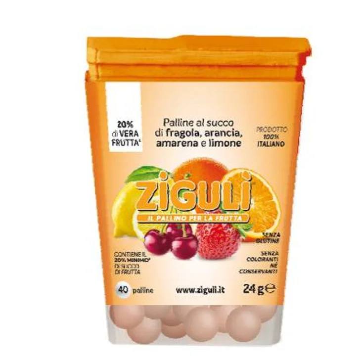 Ziguli Mix Amarena Arancia Fragola Limone 40 Palline 24 G